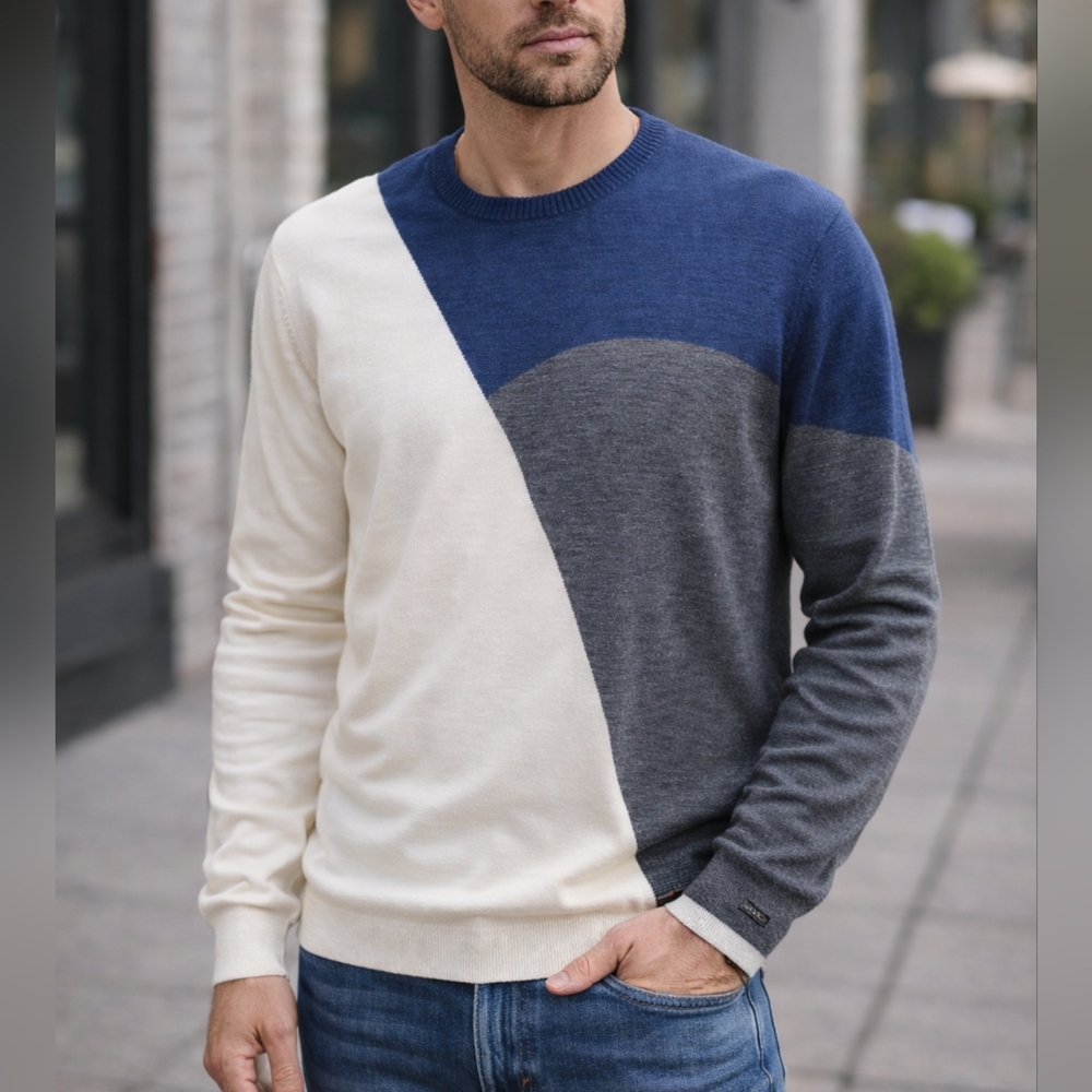 Just Cavalli Men’s XL Colorblock Crewneck Sweater Cotton Italy NWT